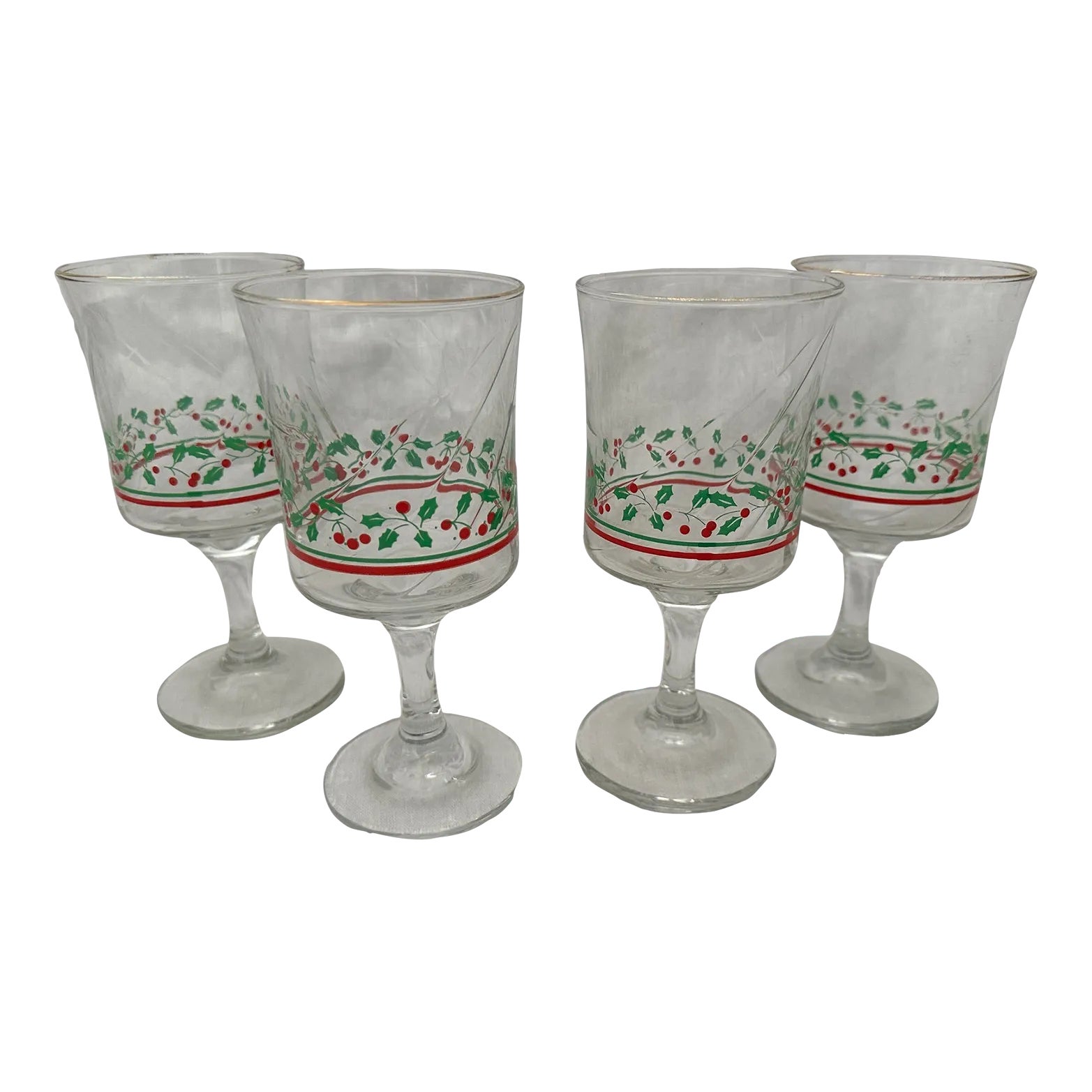 Vintage Arby's Christmas Collection Water Goblets W/Swirl-Set of 4 |  Chairish