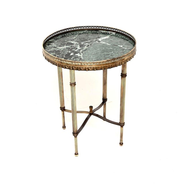 Vintage French Brass and Marble Occasional Side Table, 1950 For Sale - Image 9 of 9