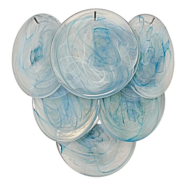 Alabaster Blue Glass Discs Wall Sconces, 1990s, Set of 2 For Sale