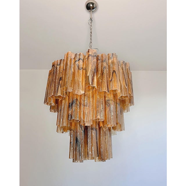 Large Vintage Three-Tier Murano Glass Tube Chandelier, 1990s For Sale - Image 4 of 18