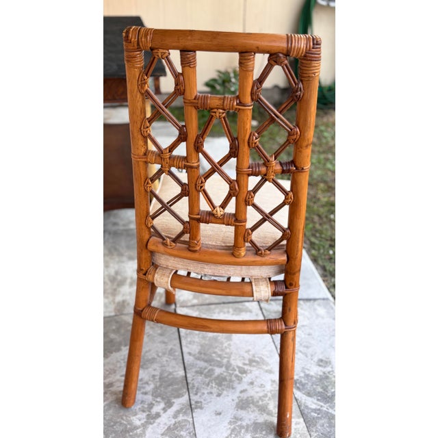 6 Late 20th Century Refurbished Rattan Chippendale Dining Chairs Styled After Bielecky Brothers For Sale In West Palm - Image 6 of 7