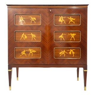 Mid-Century Italian Inlaid Bar Cabinet by Paolo Buffa, 1958 For Sale