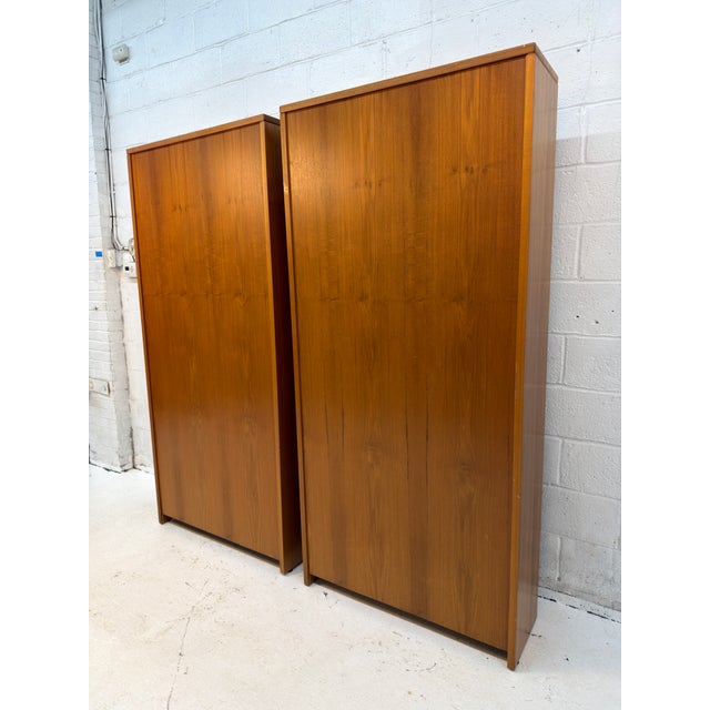 Wood Pair of Vintage Teak Bookcases by Sun Cabinet Co. For Sale - Image 7 of 9