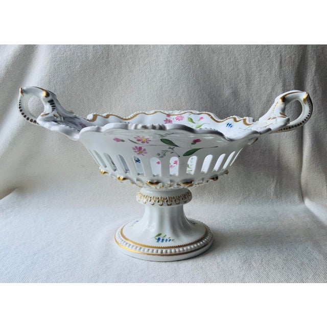 19th C. Royal Copenhagen "Saxon Flower" Reticulated Centerpiece Bowl For Sale - Image 6 of 14
