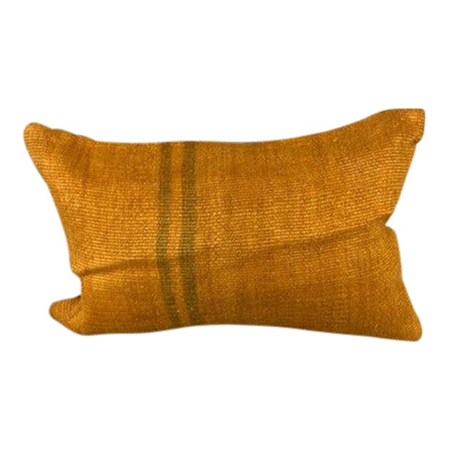 16 x 24 Hemp Pillow Turkish Cushion Natural Orange Pillow Cushion Cover For Sale