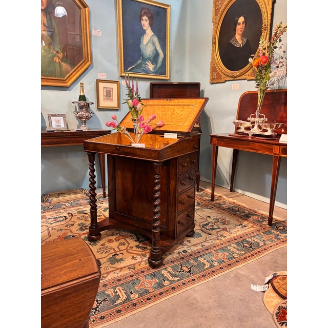 Wood Mid 19th Century Stunning Victorian Rosewood Davenport Desk For Sale - Image 7 of 17