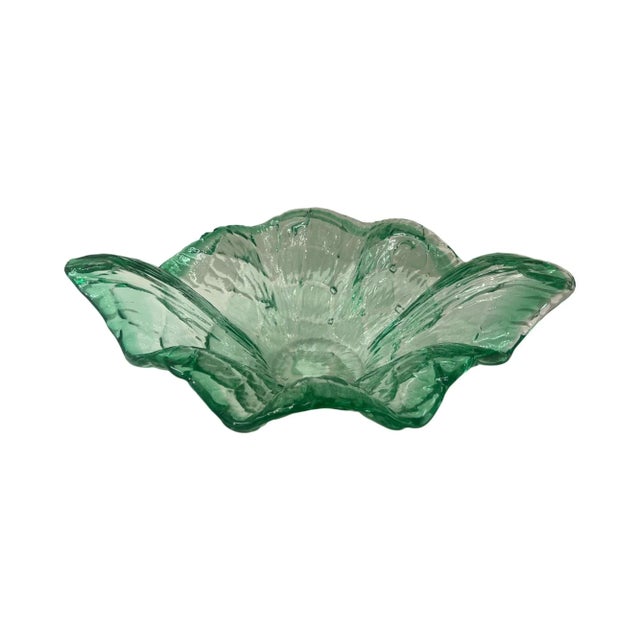 Glass Vintage Mid Century Modern Italian Italy Murano Glass Catch All Bowl Sea Green Teal For Sale - Image 7 of 7