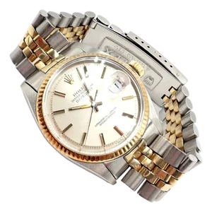 1970s Rolex Oyster Perpetual Watch Datejust 36mm Stainless 18k Gold Jubilee Band Mens