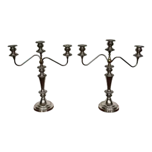 Pair of 1950s Sheffield Candlesticks From New York