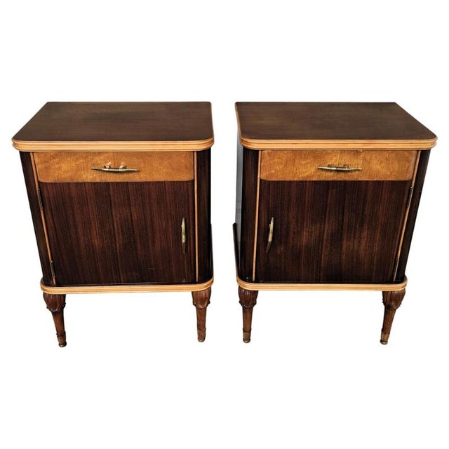 Art Deco Italian Nightstands in Burl Walnut, 1940s, Set of 2 For Sale - Image 11 of 11