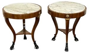 French Style Coffee Tables with Marble Tops, 1990s, Set of 2