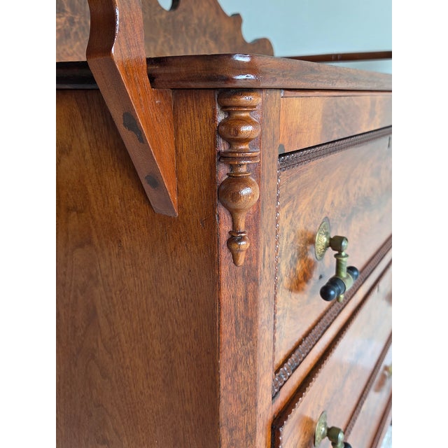 Wood American Empire Style Burl Chest of Drawers Mid to Late 19th Century For Sale - Image 7 of 9