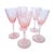 A rare set of five Cambridge Glass Company pink cordial glasses in Etch #740 on Stem #3050, made in Cambridge, Ohio, and...