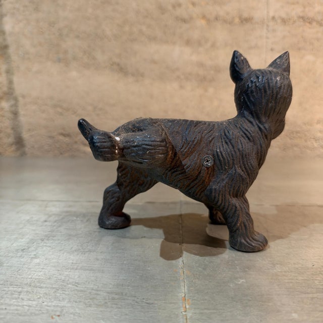 1950s Cast Iron Scottish Terrier or Scottie Dog Figurine Door Stopper For Sale - Image 5 of 14