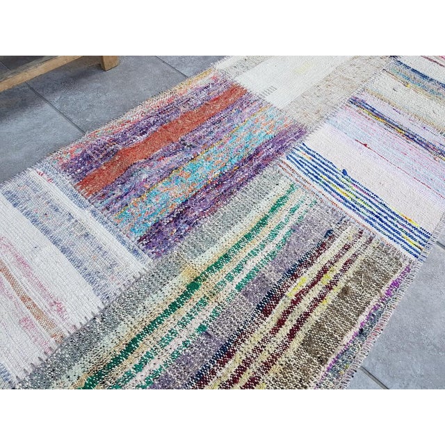 1960s White Nautral Vintage Wool Runner For Sale - Image 5 of 10