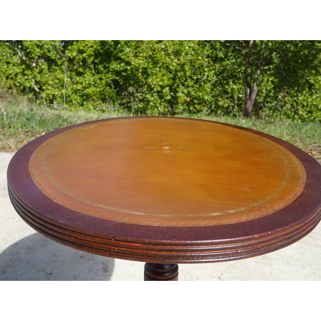 Wood English Wooden and Leather Side Table, 1960s For Sale - Image 7 of 18