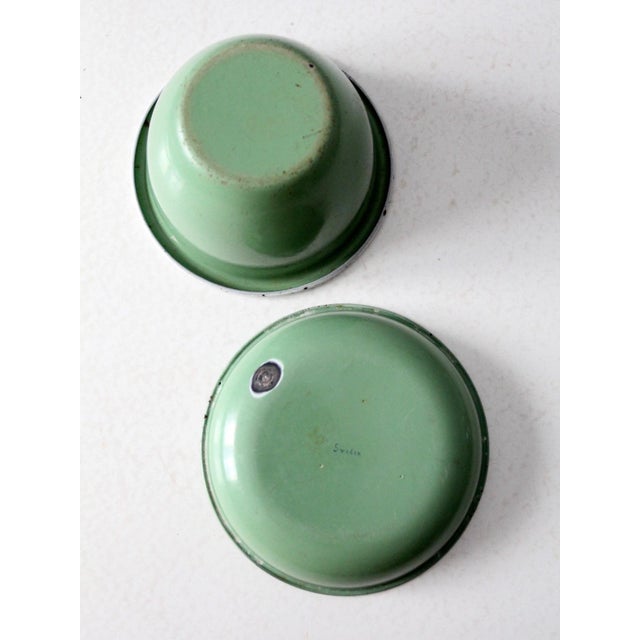 Mid-Century Swedish Green Enamelware Bowl Set For Sale - Image 10 of 13