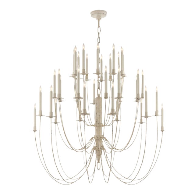 Thomas O'Brien for Visual Comfort Signature Erika Three-Tier Chandelier in Belgian White For Sale