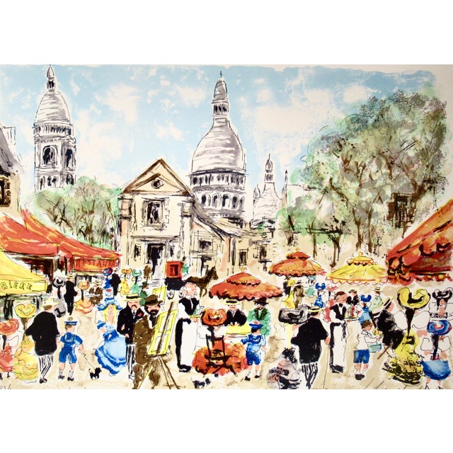 This artwork titled " Paris, Place Du Tertre" c.1980, is an original colors lithograph on Arches paper by French artist...