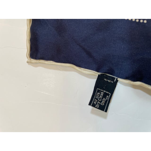 Blue Silk Geometric Square Scarf Gentlemen Neckerchief Handkerchief For Sale - Image 8 of 9