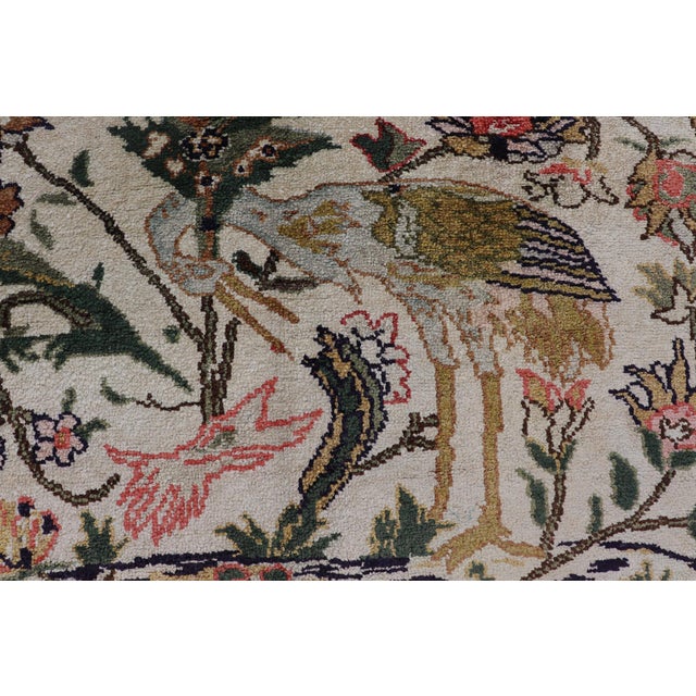 Silk Turkish Rug With Botanical Designs, Including Stylized Leaves For Sale - Image 10 of 16