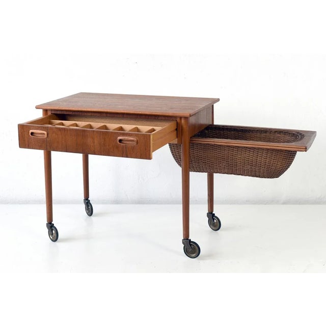 1960s Danish Sewing Box on Castors, 1960s For Sale - Image 5 of 9