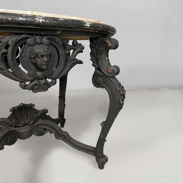 19th Century Italian Coffee Table in Black Wood and Marble For Sale - Image 11 of 18