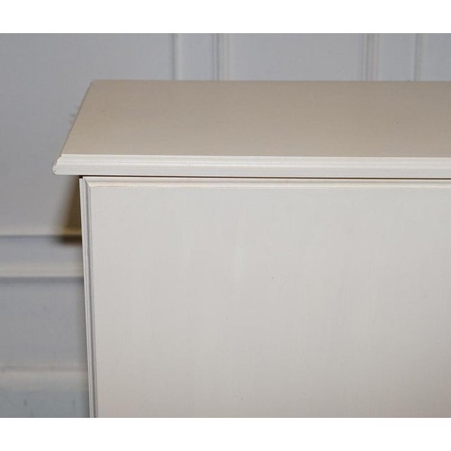 Minimalist Painted White Cupboard with Brass Knobs For Sale - Image 4 of 14