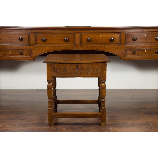 Early 19th Century English 1800s Georgian Period Carved Oak Table with Lift Top and Turned Base For Sale - Image 5 of 12
