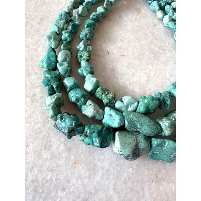 Vintage Jay King Chunky Multi-Strand Turquoise Necklace With Sterling Silver Glasp For Sale - Image 4 of 4