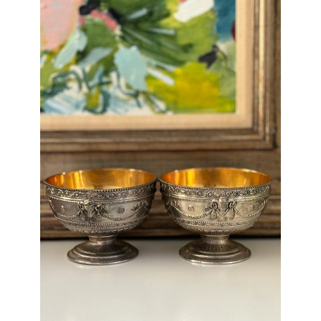 Vintage English Georgian Style Silver Plated Decorative Petite Bowls / Rose Bowls / Open Salts by Corbell & Co For Sale - Image 4 of 12
