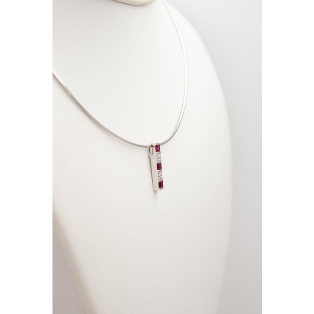 1990s Mikimoto Ruby and Diamond 18k White Gold Pendant Necklace For Sale - Image 10 of 12