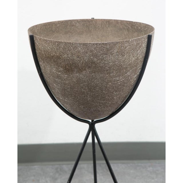 Dark brown 1960s fiberglass bullet planter. Great stylish piece for your home or garden outdoors. These round bullet...