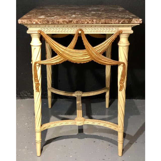 Dorothy Draper Console Sofa or End Tables, Parcel Gilt & Paint Decorated - a Pair For Sale - Image 9 of 13