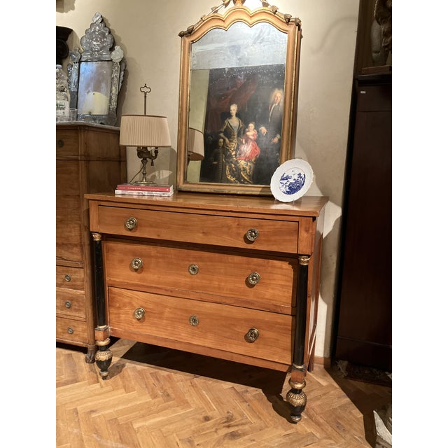Black Antique Italian Empire Cherrywood Chest of Drawers with Ebonized Columns, 1800s For Sale - Image 8 of 13