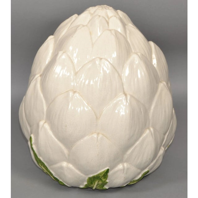 Vintage Italian Vietri Majolica Hand Painted Artichoke Ceramic Bohemian Chic For Sale - Image 12 of 12
