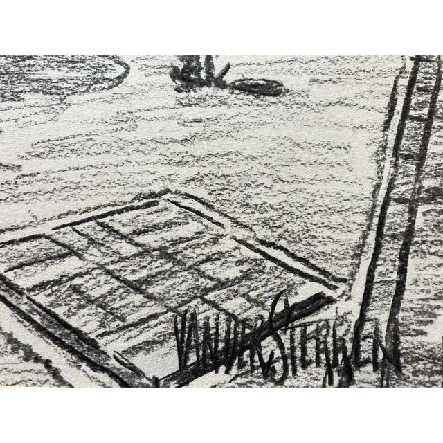 Traditional Vintage John Van Der Sterren Original Charcoal Drawing of Sayan, Ubud, Bali 20th C. For Sale - Image 3 of 11