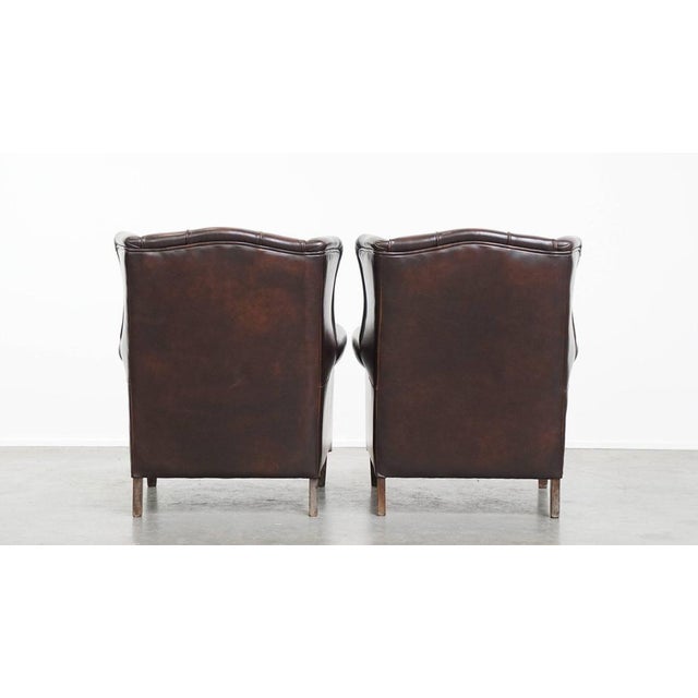 English-Style Wing Chairs in Cowhide, Set of 2 For Sale - Image 3 of 17