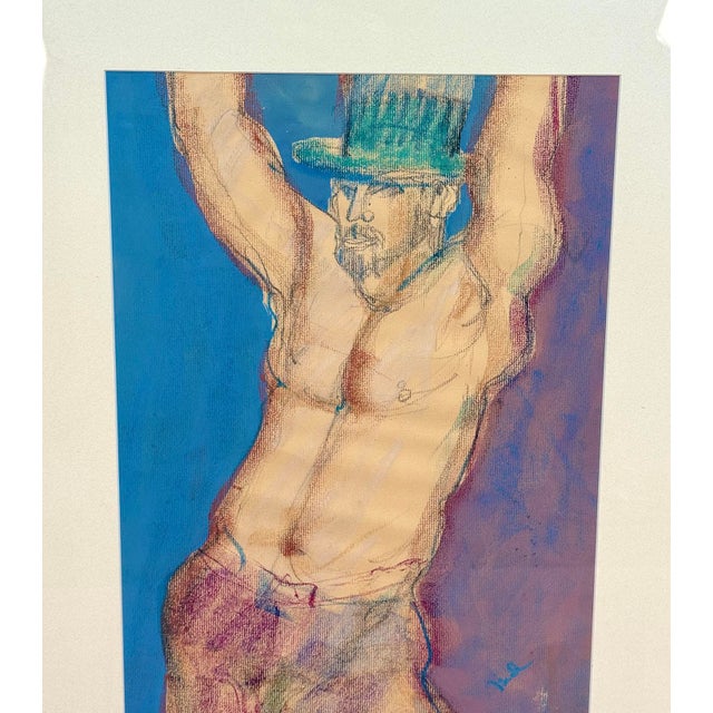 Vintage Abstract Male Expressionist Nude Pastel Signed Original Art - 2x3 For Sale - Image 9 of 10