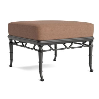 Brown Jordan Calcutta Ottoman, Textured Pewter frame with Fusion Clay fabric For Sale