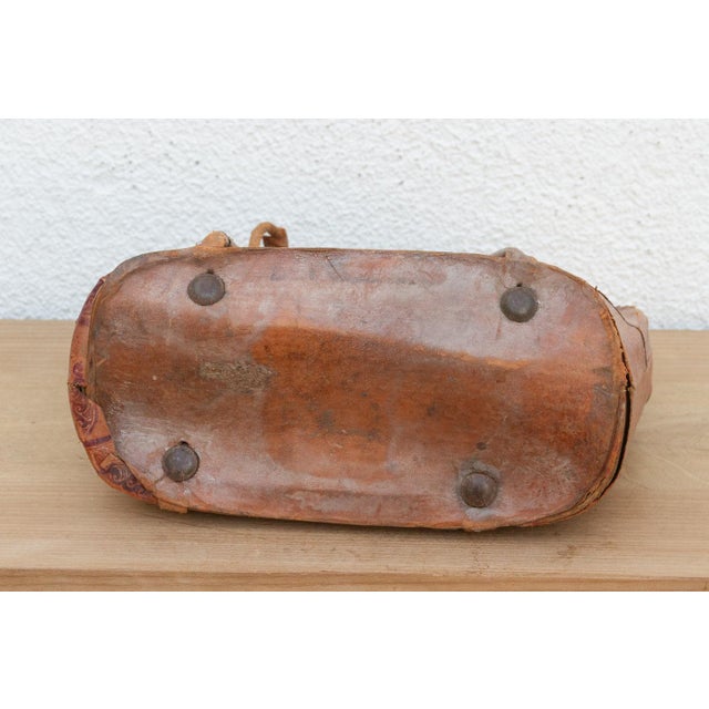 Animal Skin Vintage Indian Tooled Leather Satchel For Sale - Image 7 of 8