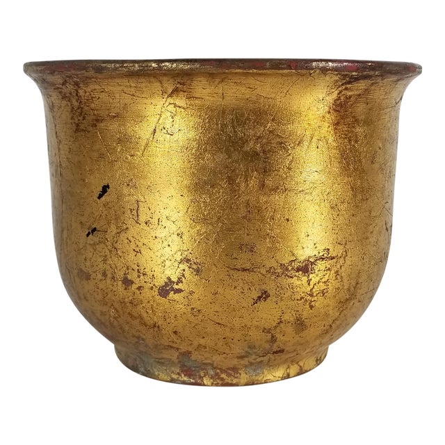 Italian Vietri Gold Leaf Ceramic Planter Chairish