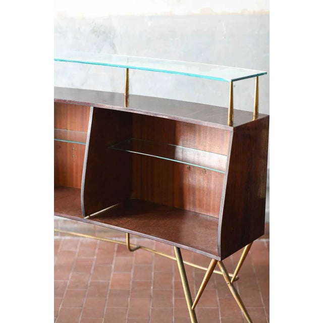 Metal Mid-Century Bar Counter in Brass and Glass, 1950s, Set of 2 For Sale - Image 7 of 11