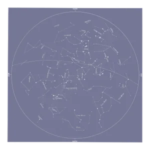 Square Vintage Minimal Star Map With Constellations - Lavender/Periwinkle
