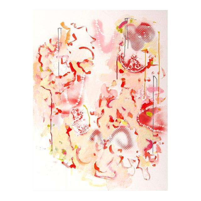 Contemporary Abstract Acrylic and Spray Paint on Canvas "Lace" by Gina Werfel For Sale