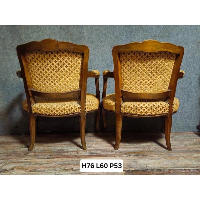 Wood Antique Louis XV Walnut Armchairs, Set of 2 For Sale - Image 7 of 8