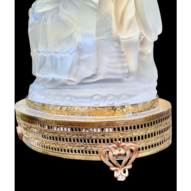 Transparent Vintage 1930’s Frosted Glass Figural Vanity Lamp For Sale - Image 8 of 14