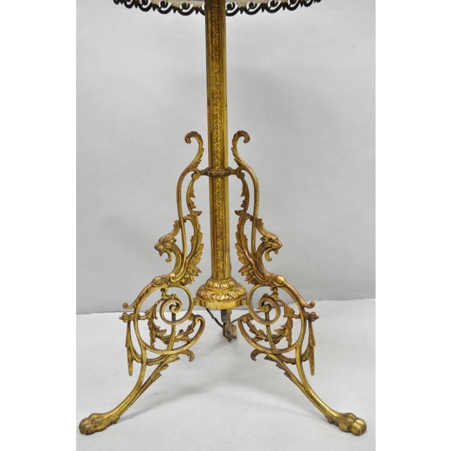 Victorian Victorian Bronze Griffin Figural Converted Oil Lamp Marble Side Table Floor Lamp For Sale - Image 3 of 17