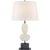 Modern Thomas O'Brien by Visual Comfort Signature Dani Medium Cordless Table Lamp in Alabaster and Black Marble with Linen Shade For Sale - Image 3 of 3
