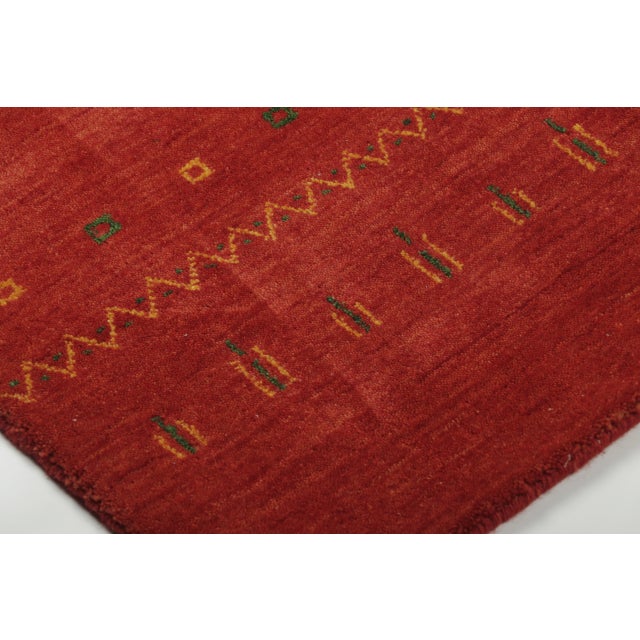 Rug & Kilim Contemporary Geometric Red Wool Gift-Sized Rug by Rug & Kilim, India For Sale - Image 4 of 4